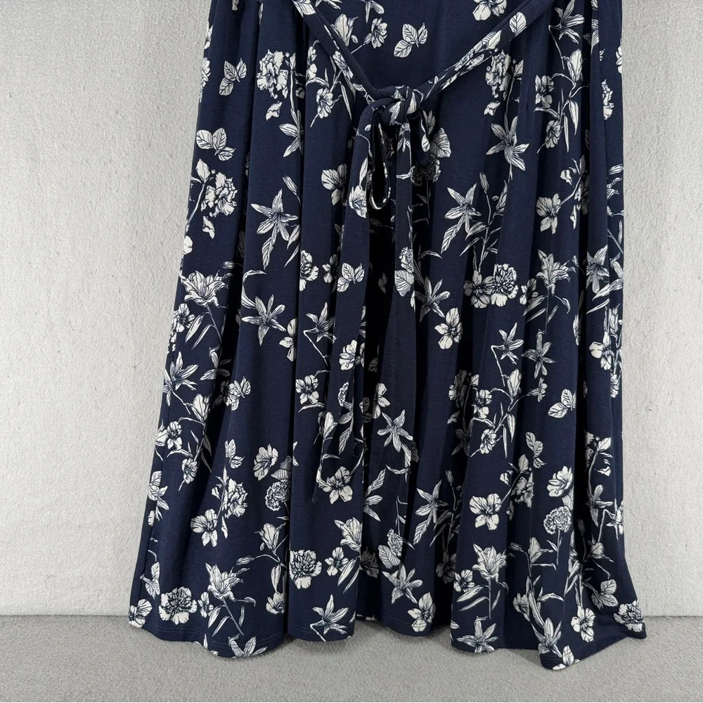 41 Hawthron Dress Womens 2X Navy White Flutter‎ Sleeve Botanical Garden Office